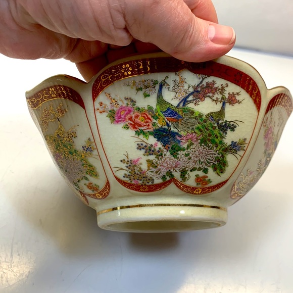 Satsuma peacock lotus bowl Heritage Mint Japan Vintage - Picture 3 of 8